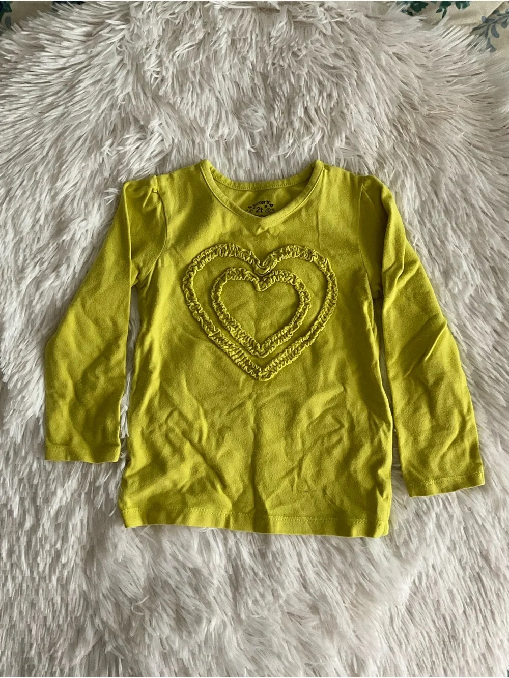 Carter's Long-Sleeve Ruffle Heart Top - Lime